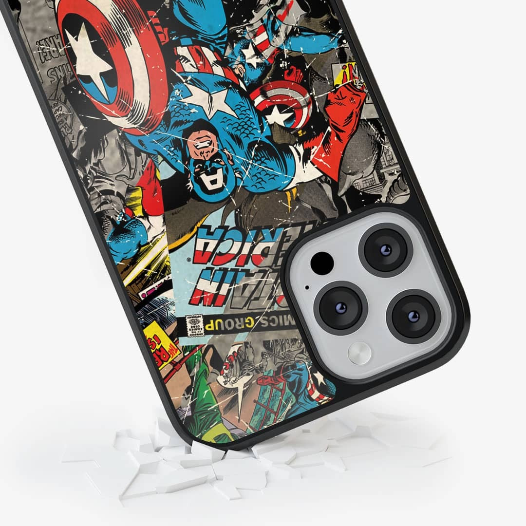 Comic Captain America Glass iPhone Case for iPhone 13 Pro | Macmerise