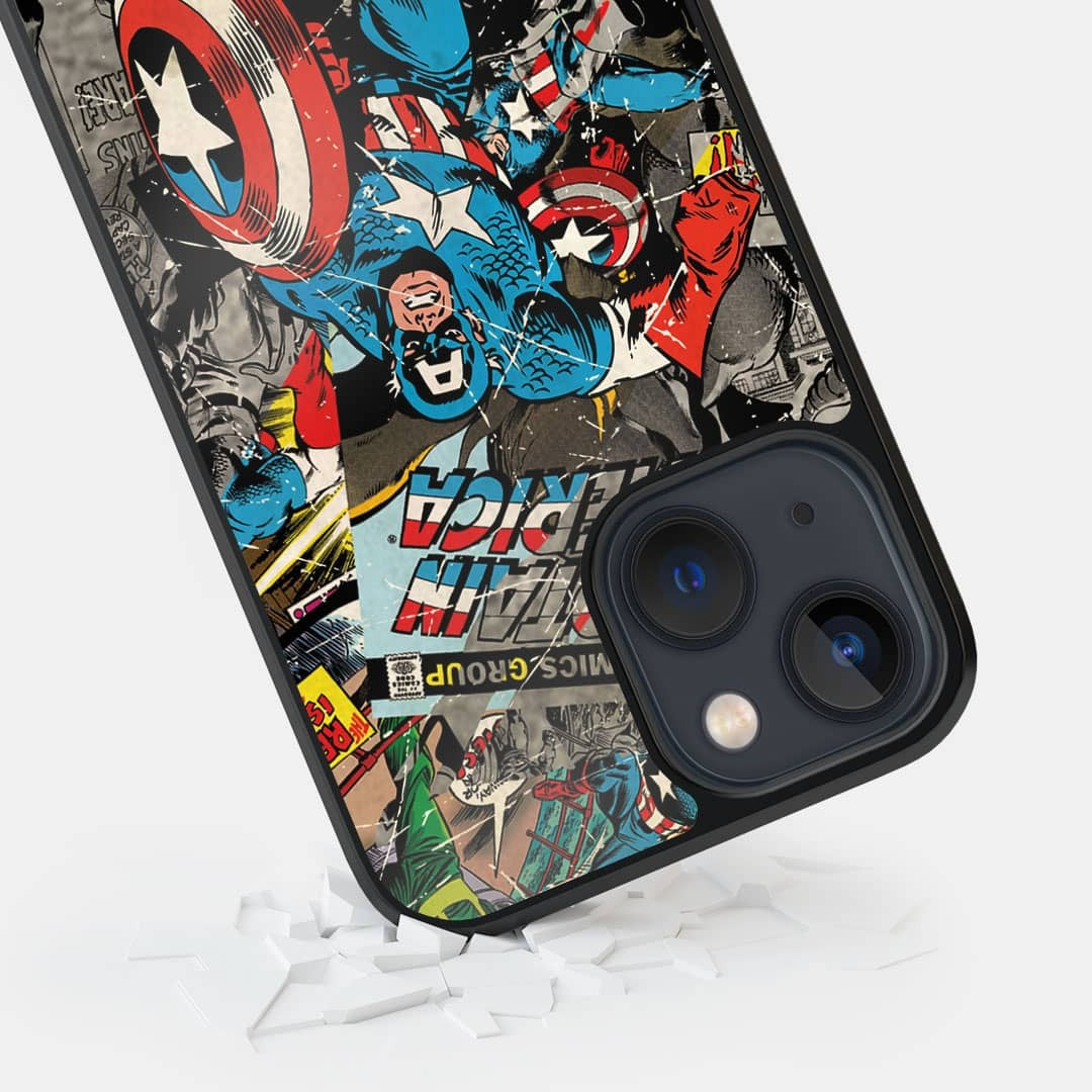 Comic Captain America Glass iPhone Case for iPhone 13 Mini | Macmerise