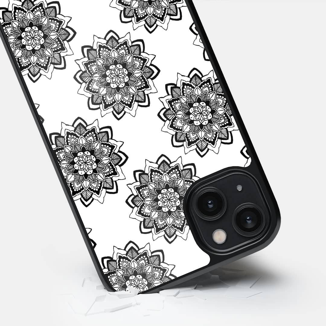 Mandala Black Glass iPhone Case for iPhone 14 Plus | Macmerise