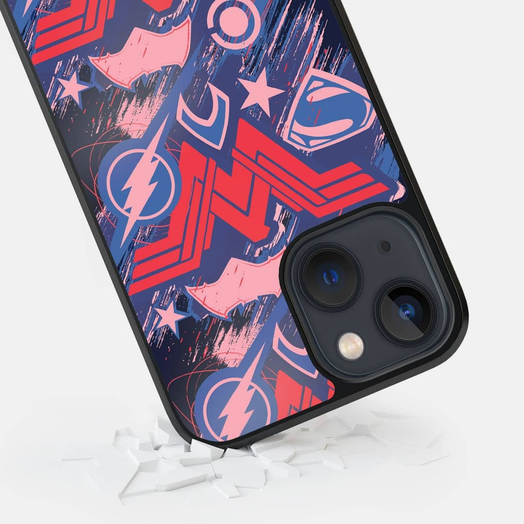 Jl Scribbled Logos Glass iPhone Case for iPhone 13 Mini | Macmerise