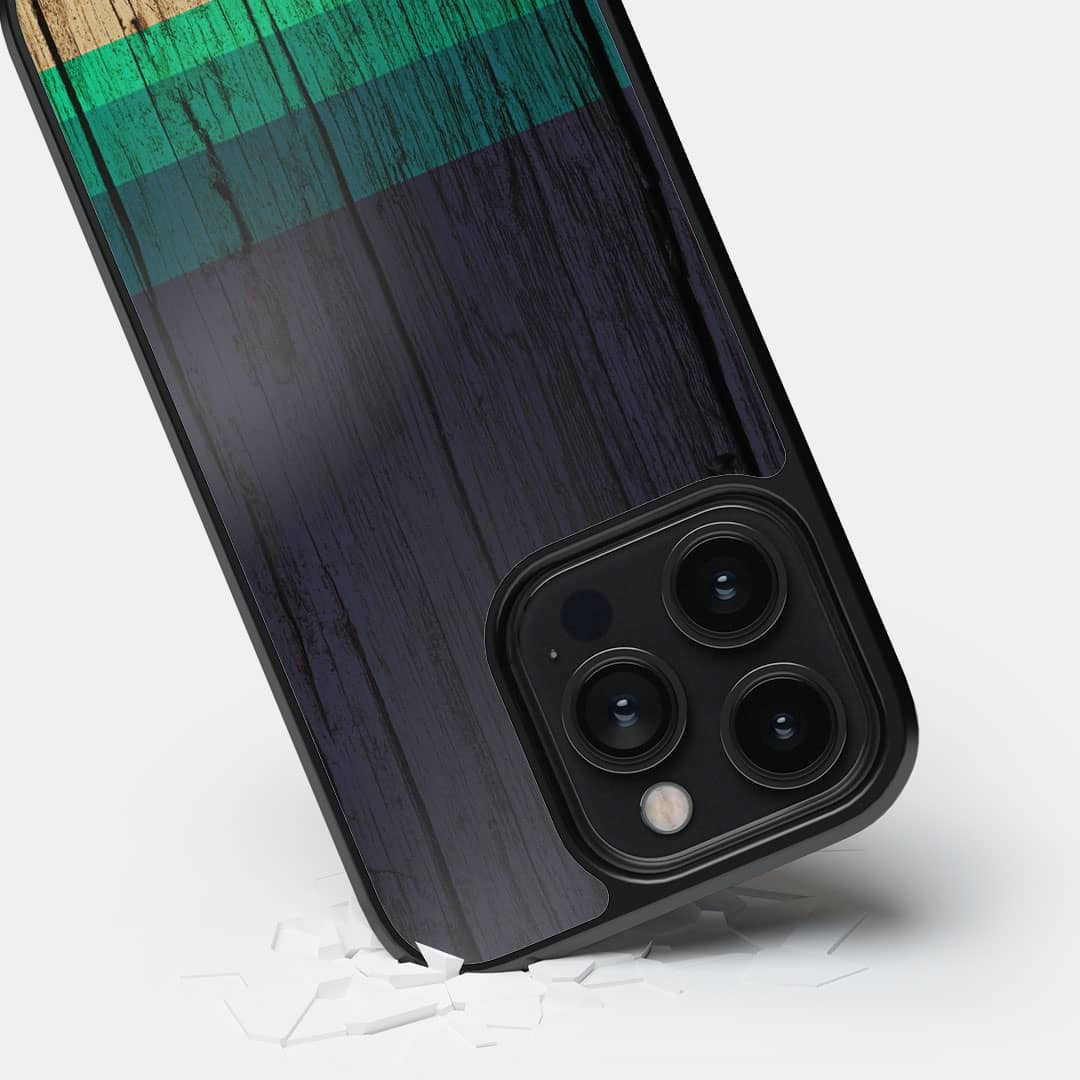 Wood Stripes Blue Glass iPhone Case for iPhone 14 Pro | Macmerise
