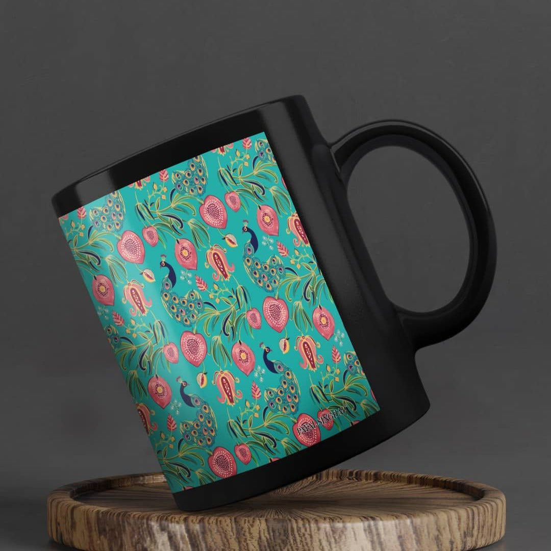 Payal Singhal Anaar and Mor Teal Coffee Mug | Macmerise