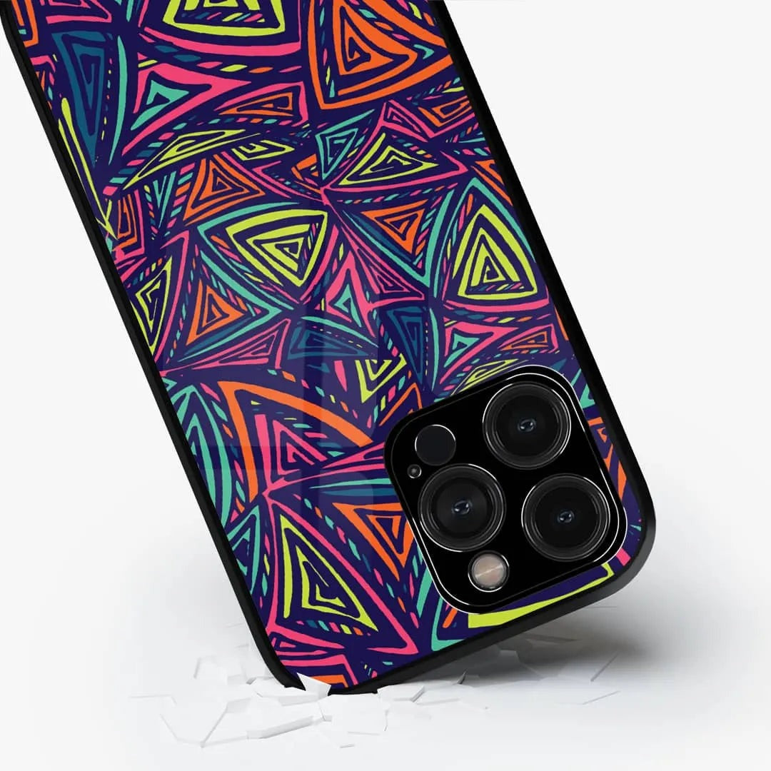 Neon Angles Glass iPhone Case for iPhone 15 Pro Max | Macmerise