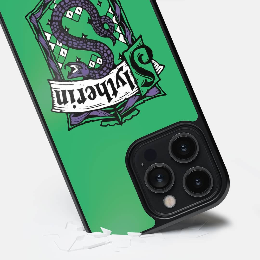 Crest Slytherin Glass iPhone Case for iPhone 14 Pro Max | Macmerise