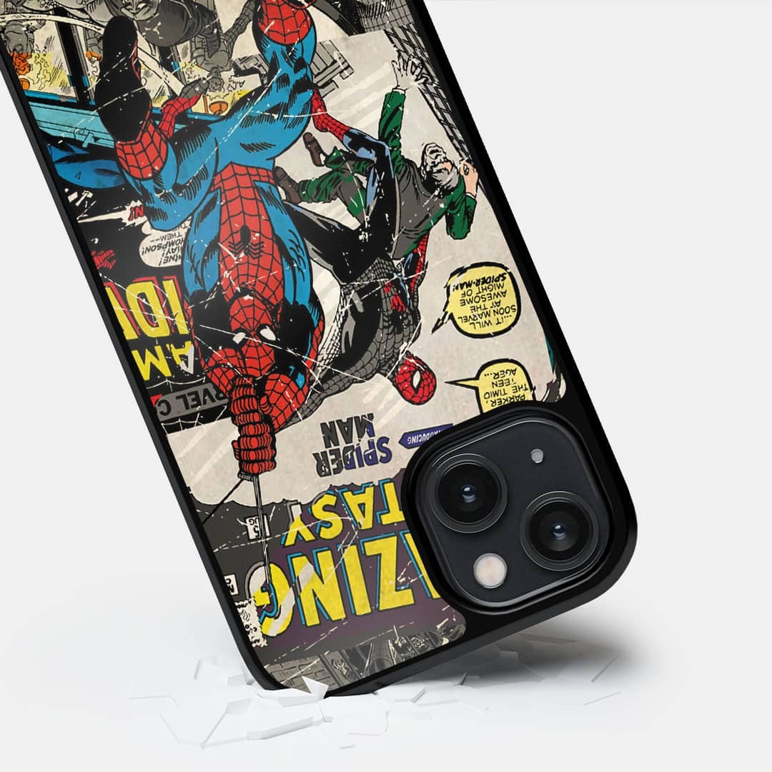 Comic Spidey Glass iPhone Case for iPhone 14 | Macmerise