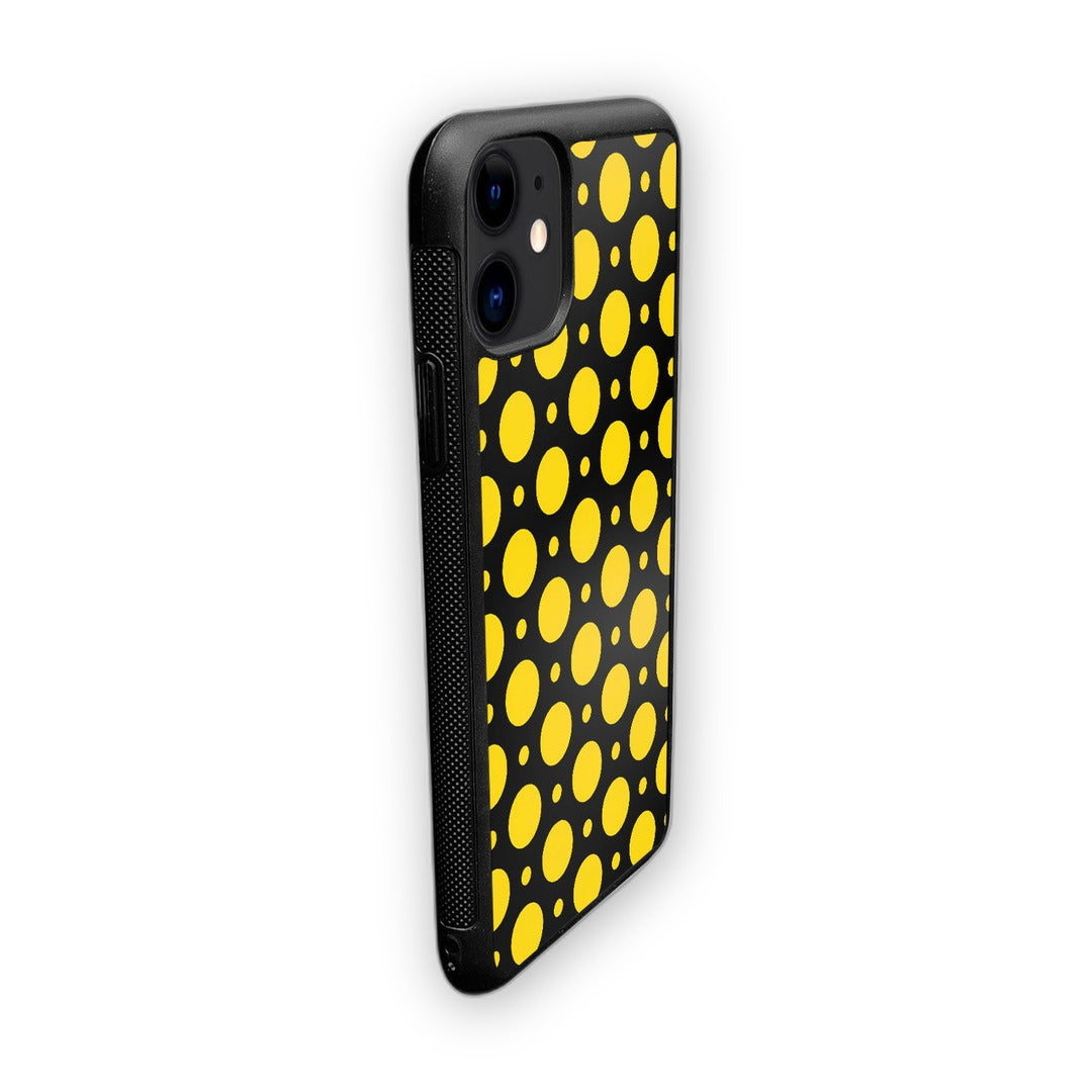 Polka Dot Black Yellow Glass iPhone Case for iPhone 11 | Macmerise