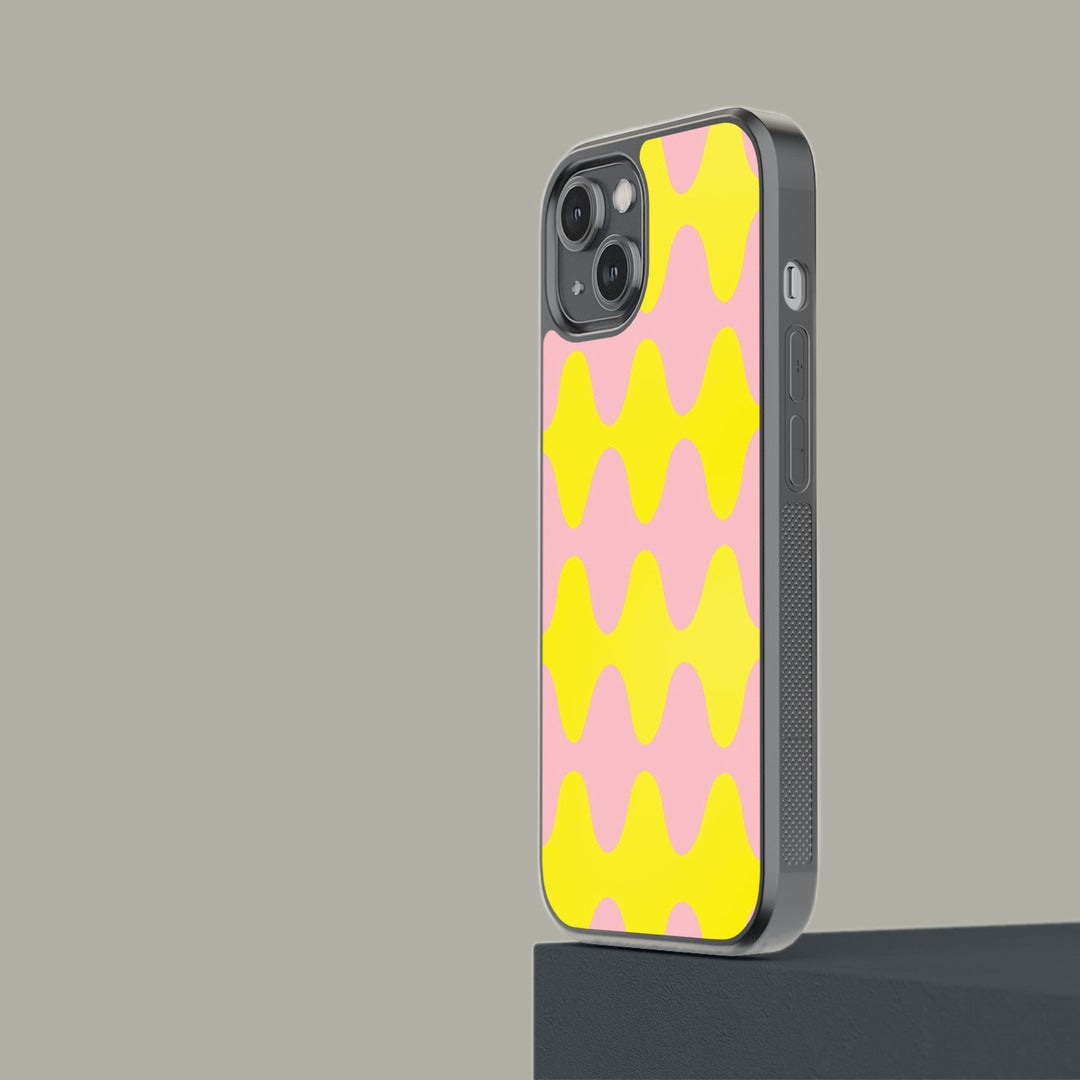 Wavy Wonder Yellow Glass iPhone Case for iPhone 14 | Macmerise