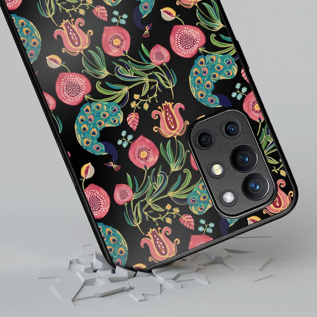 Payal Singhal Anaar and Mor Black Phone Case for OnePlus 9r Bumper | Macmerise