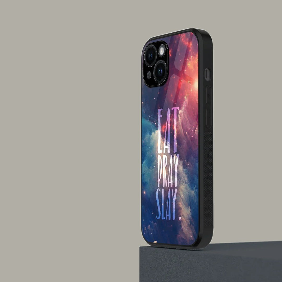 Eat Pray Slay Glass iPhone Case for iPhone 15 | Macmerise