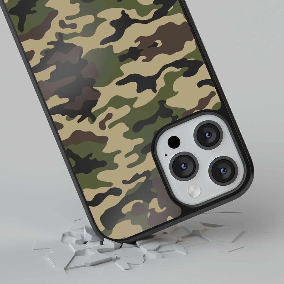 Camo Army Green Glass iPhone Case for iPhone 13 Pro Max | Macmerise