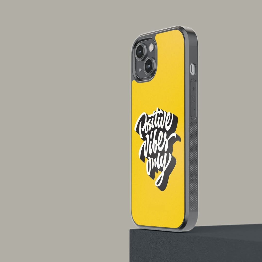 Positive Vibes Only Glass iPhone Case for iPhone 14 | Macmerise