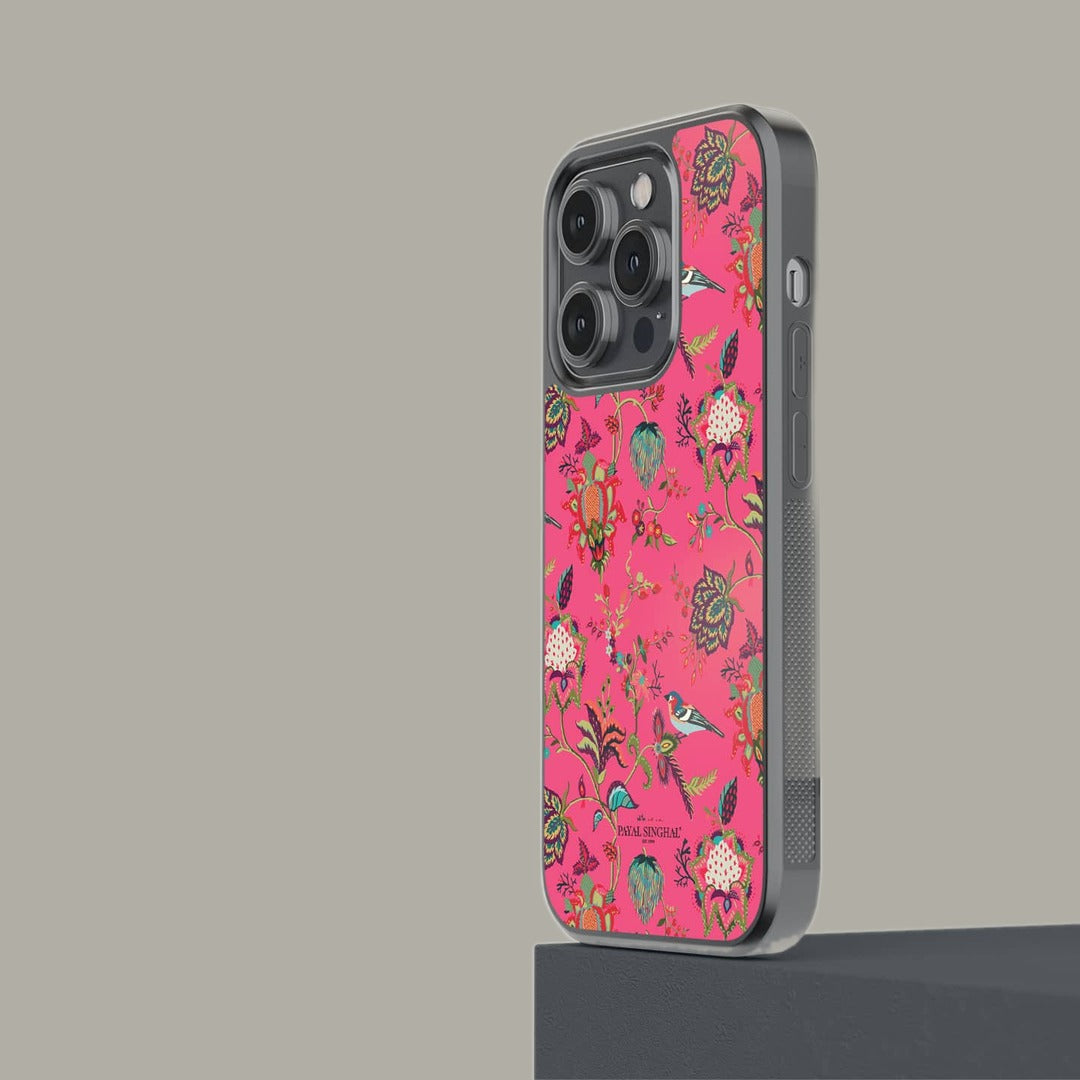 Payal Singhal Chidiya Pink Glass iPhone Case for iPhone 14 Pro | Macmerise