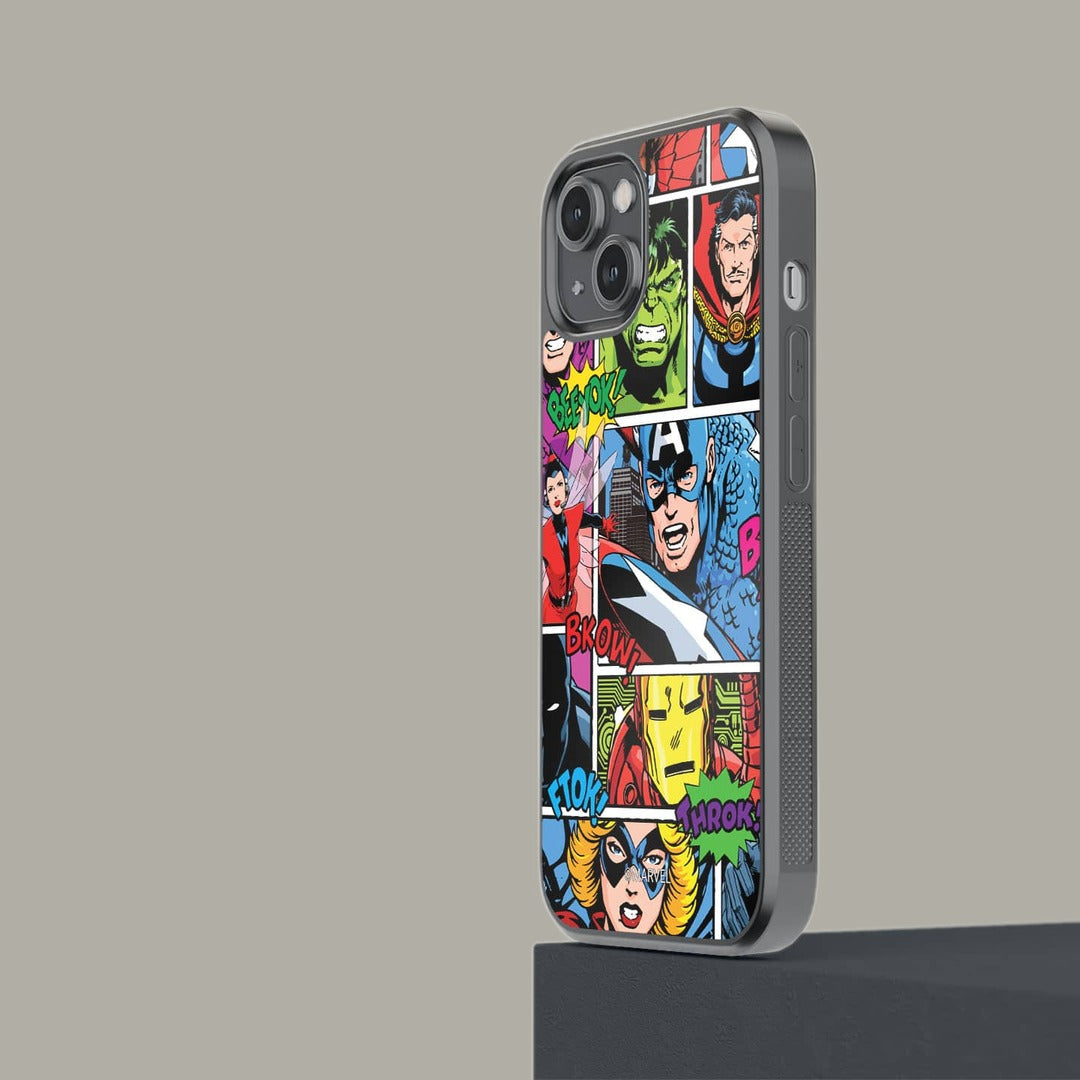 Comic Superheroes Mashup Glass iPhone Case for iPhone 14 | Macmerise