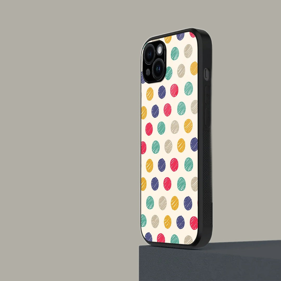 Polka Dot Scribbles Glass iPhone Case for iPhone 15 Plus | Macmerise