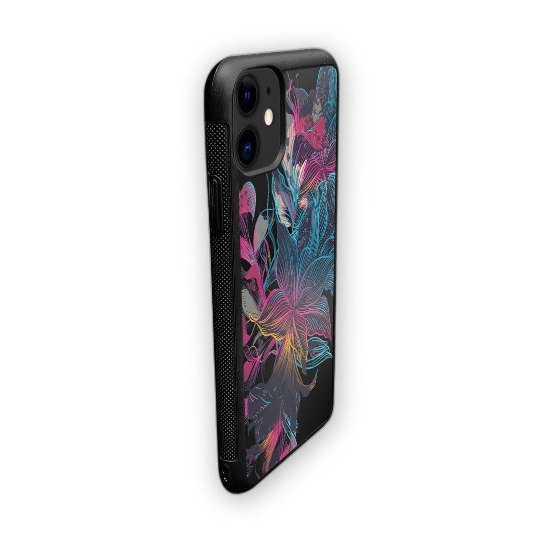 Neon Flowers Glass iPhone Case for iPhone 11 | Macmerise