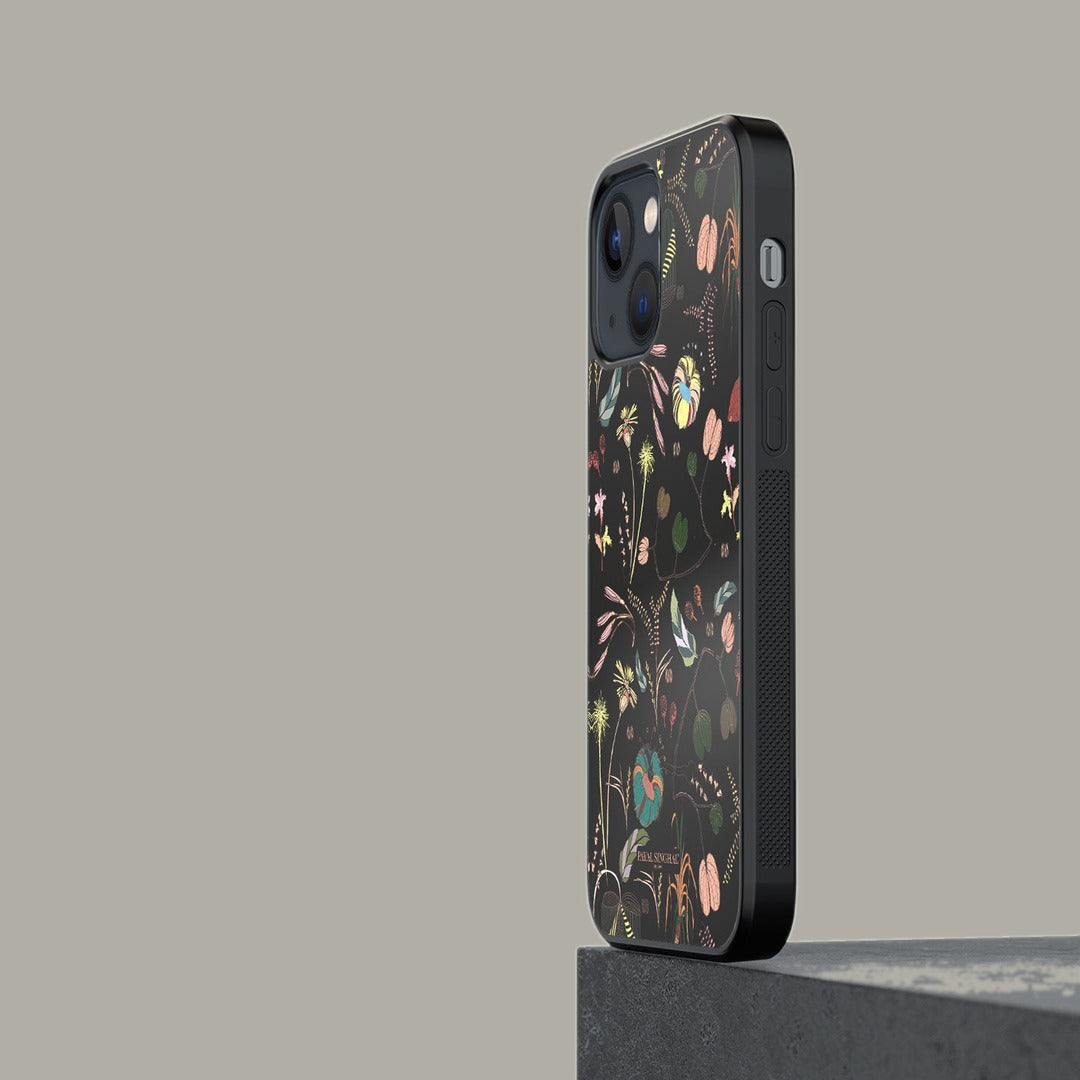 Payal Singhal Gunmetal Black Glass iPhone Case for iPhone 13 | Macmerise