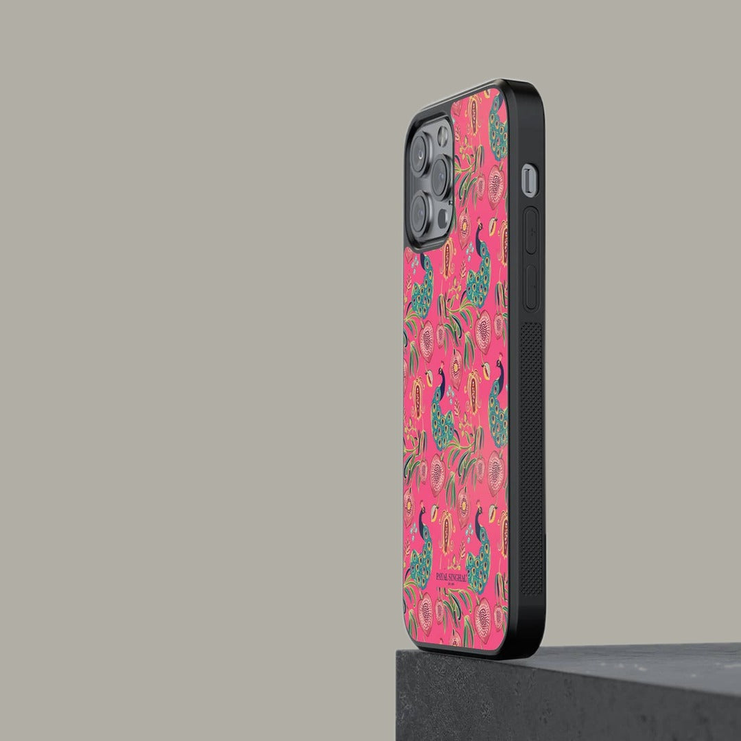 Payal Singhal Anaar and Mor Pink Glass iPhone Case for iPhone 12 Pro | Macmerise