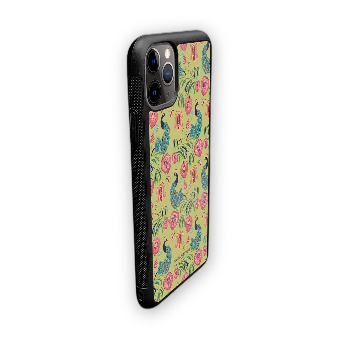 Payal Singhal Anaar and Mor Olive Glass iPhone Case for iPhone 11 Pro Max | Macmerise