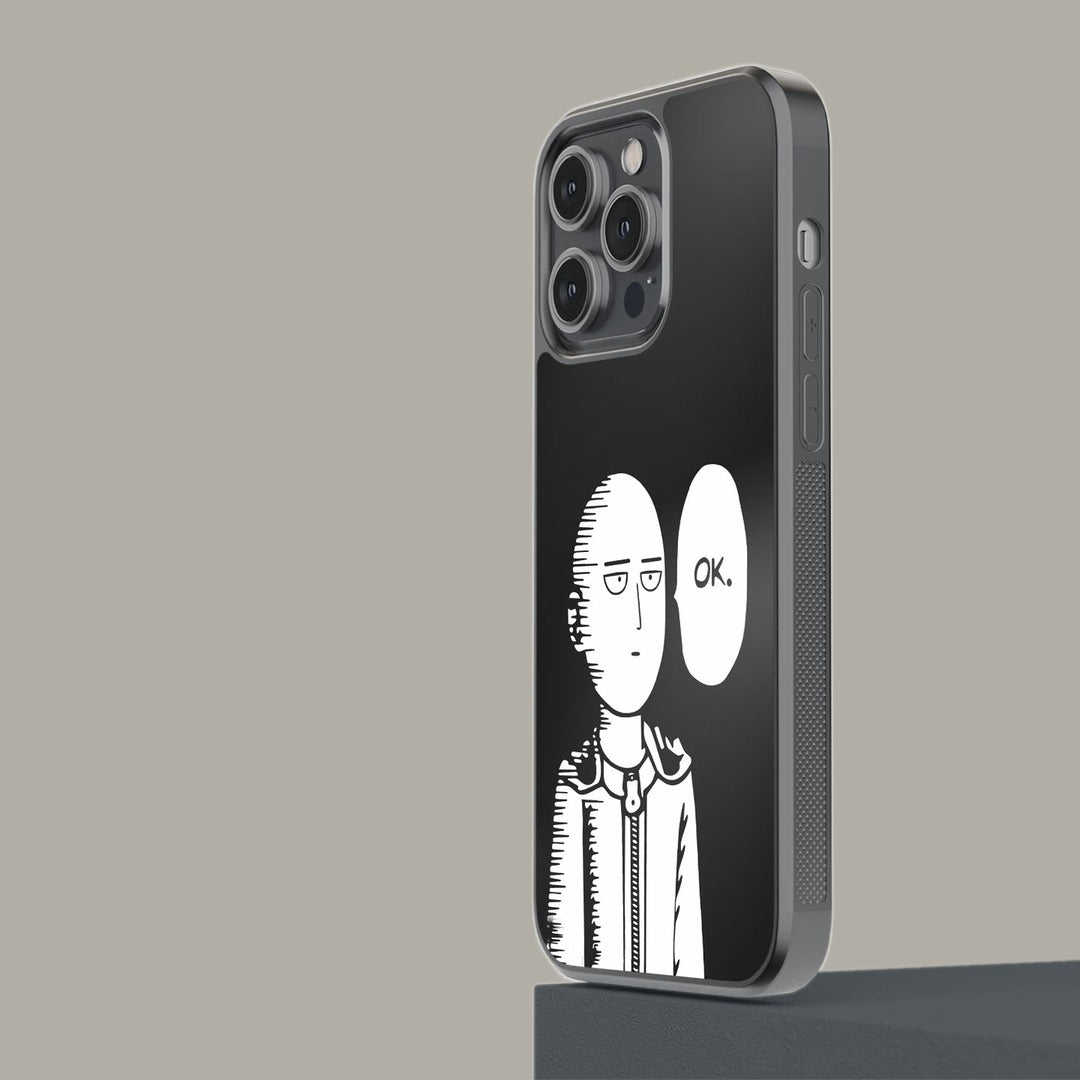 Saitama Not Impressed Glass iPhone Case for iPhone 14 Pro Max | Macmerise
