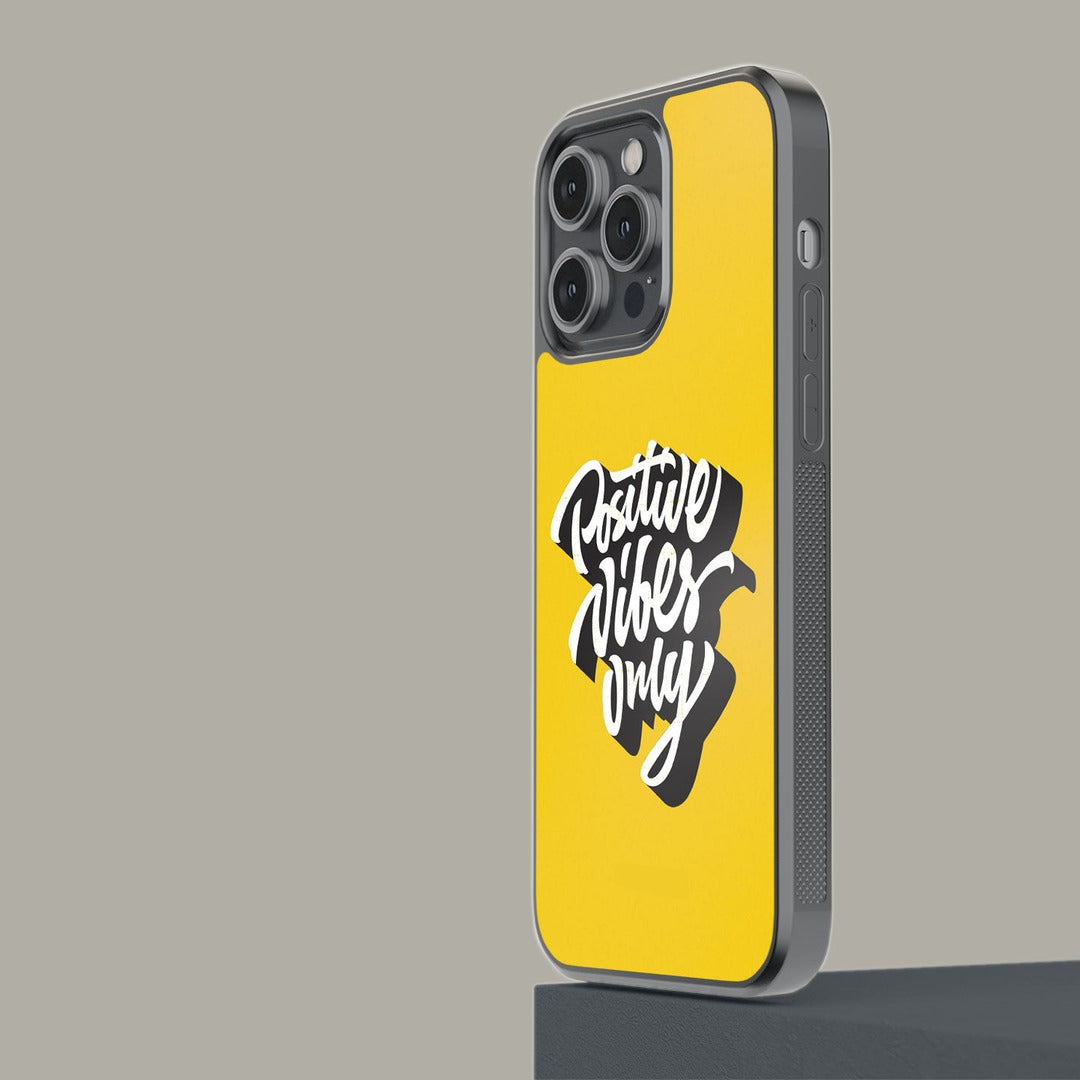 Positive Vibes Only Glass iPhone Case for iPhone 14 Pro Max | Macmerise