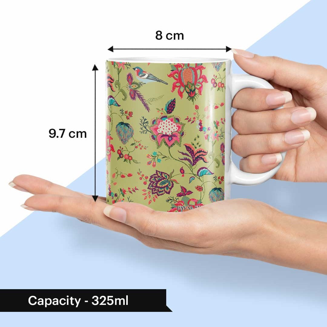 Payal Singhal Chidiya Coffee Mug Olive - detail view | Macmerise
