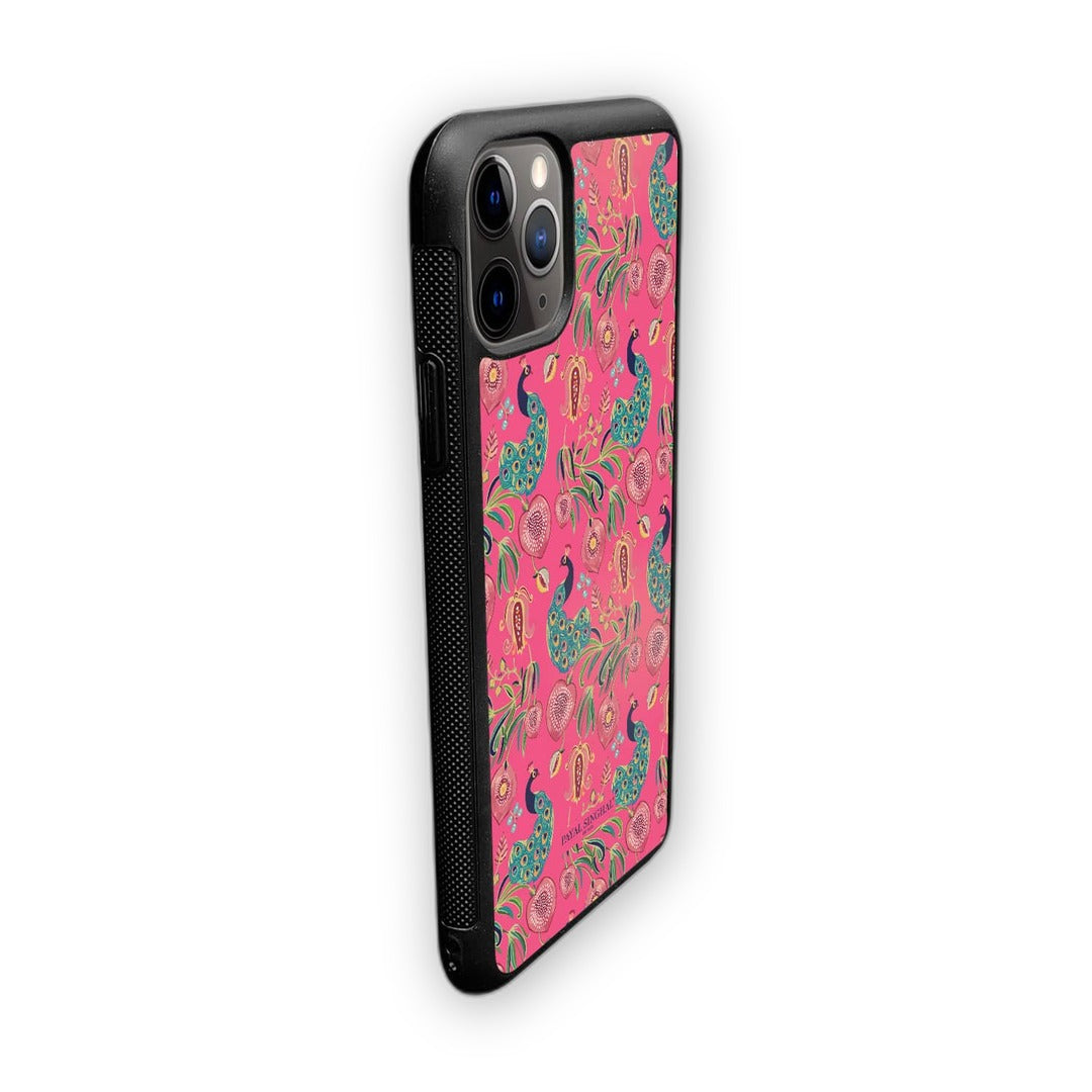 Payal Singhal Anaar and Mor Pink Glass iPhone Case for iPhone 11 Pro | Macmerise