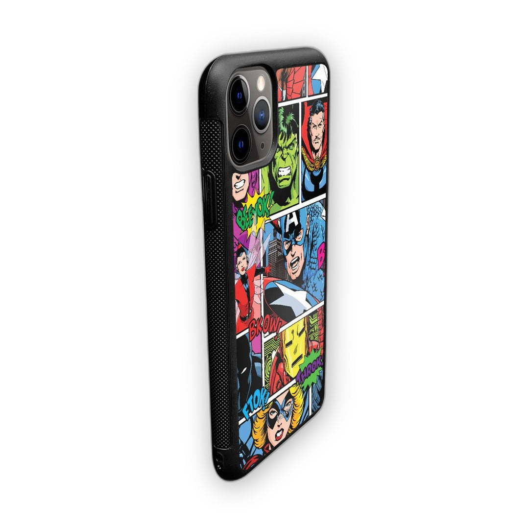 Comic Superheroes Mashup Glass iPhone Case for iPhone 11 Pro Max | Macmerise
