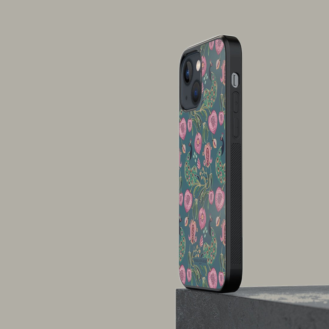 Payal Singhal Anaar and Mor Blue Glass iPhone Case for iPhone 13 Mini | Macmerise