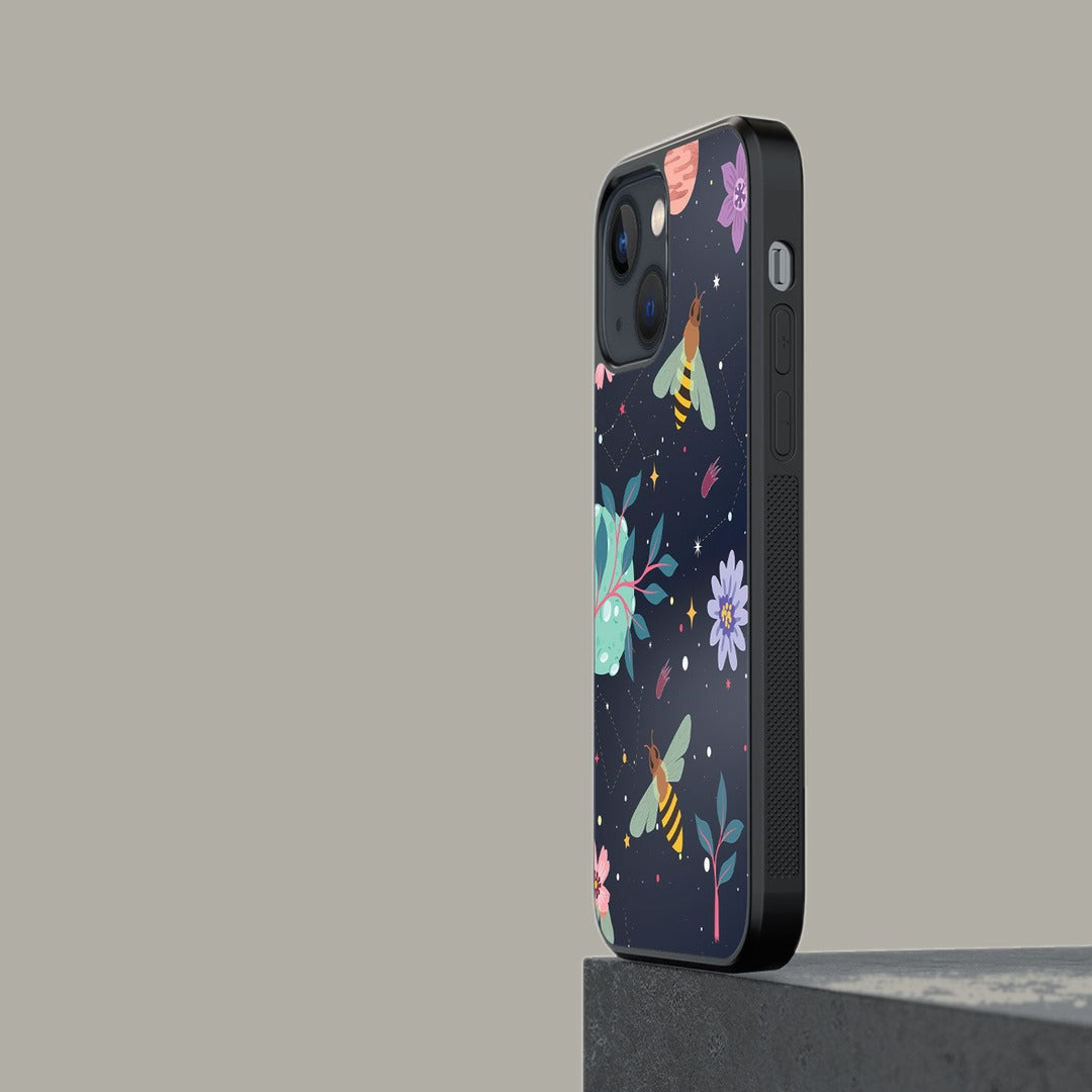 Space Bees Glass iPhone Case for iPhone 13 Mini | Macmerise