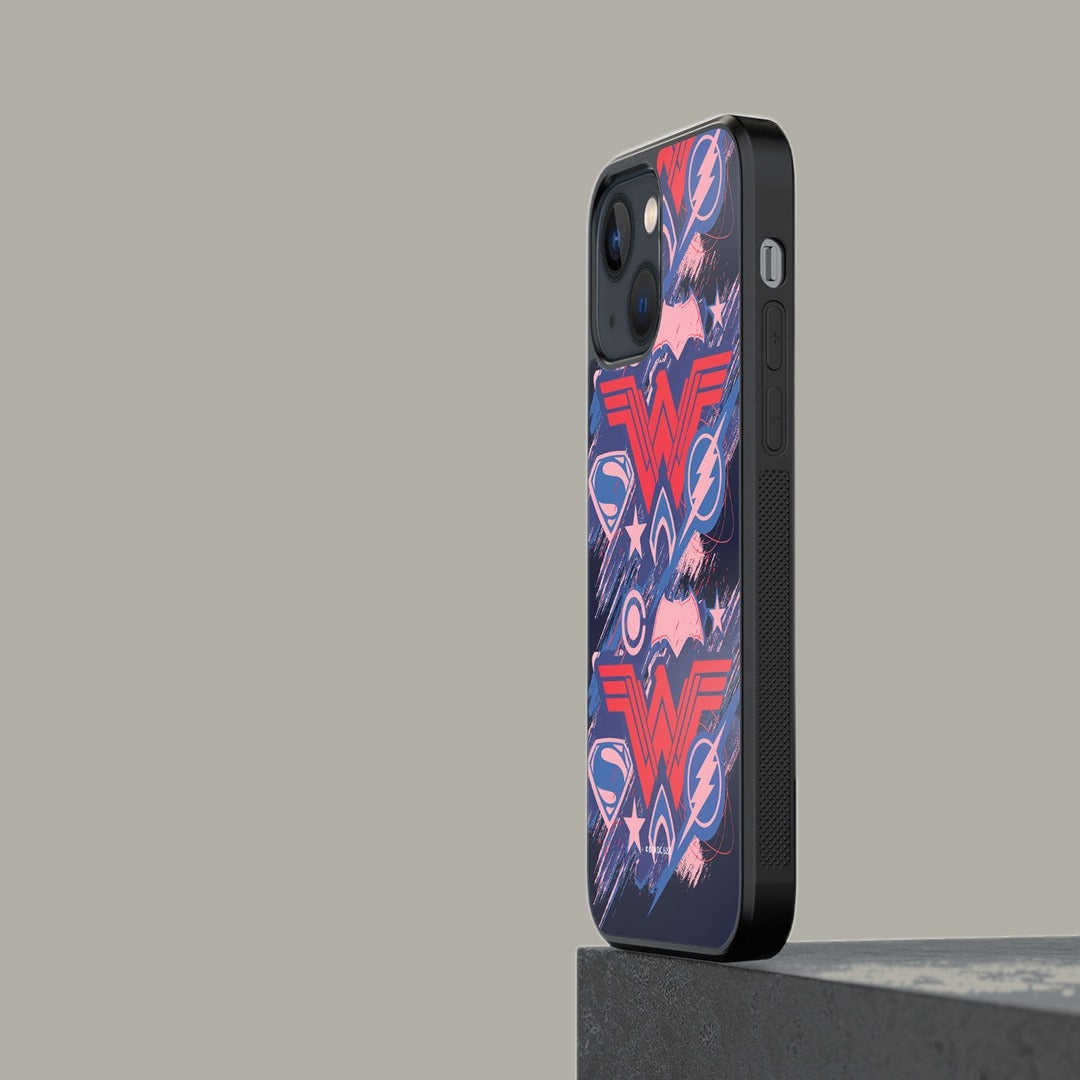 Jl Scribbled Logos Glass iPhone Case for iPhone 13 Mini | Macmerise