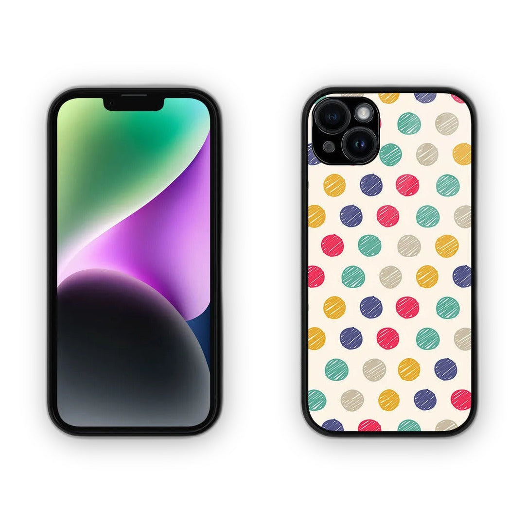 Polka Dot Scribbles Glass iPhone Case for iPhone 15 Plus | Macmerise