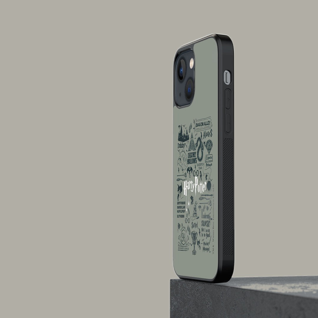 Harry Potter Infographic Grey Glass iPhone Case for iPhone 13 Mini | Macmerise