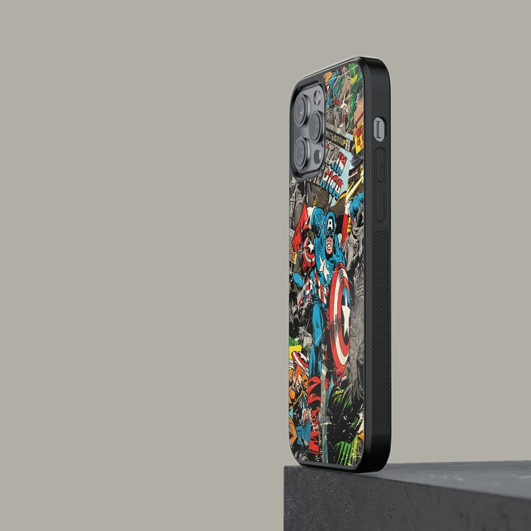 Comic Captain America Glass iPhone Case for iPhone 13 Pro | Macmerise
