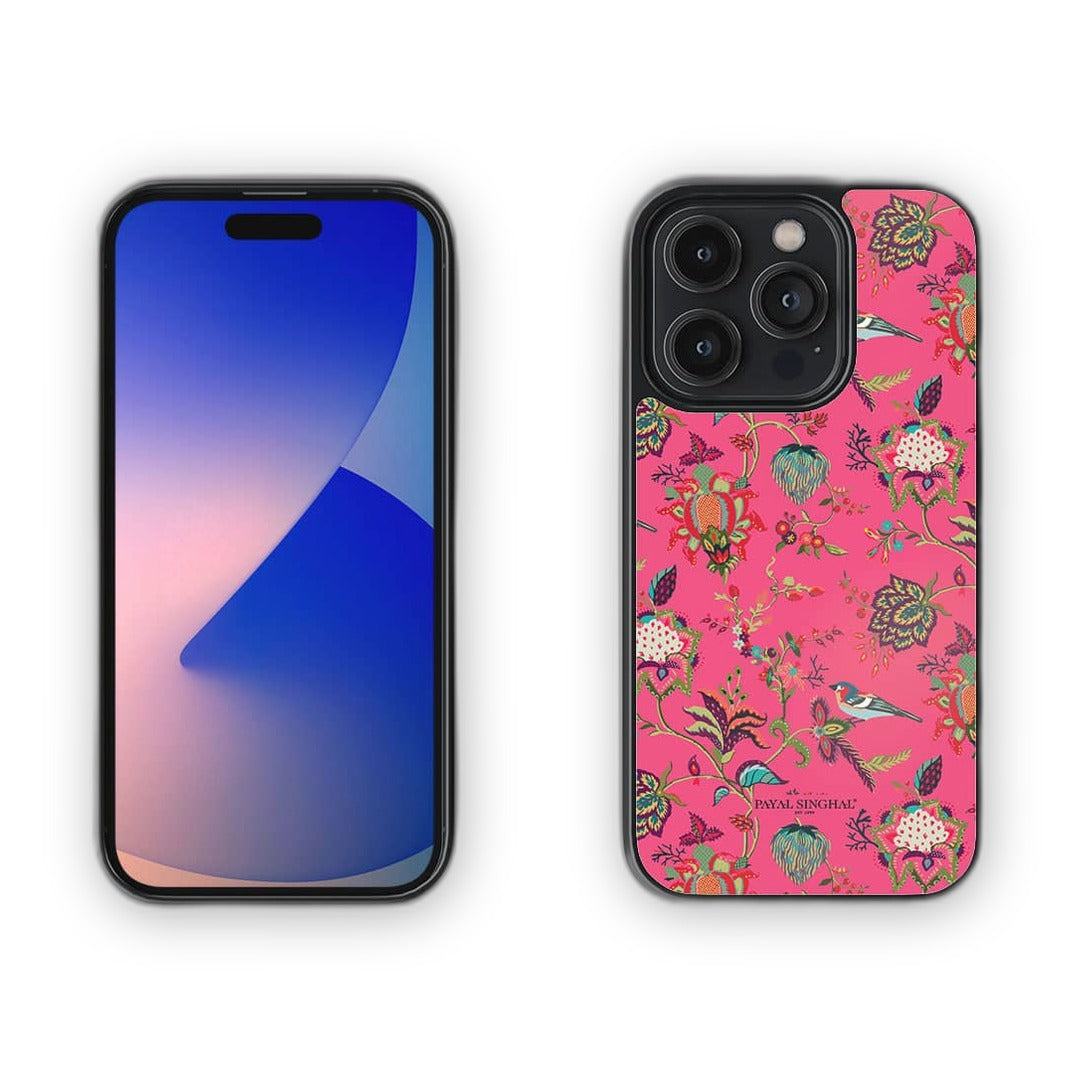 Payal Singhal Chidiya Pink Glass iPhone Case for iPhone 14 Pro | Macmerise