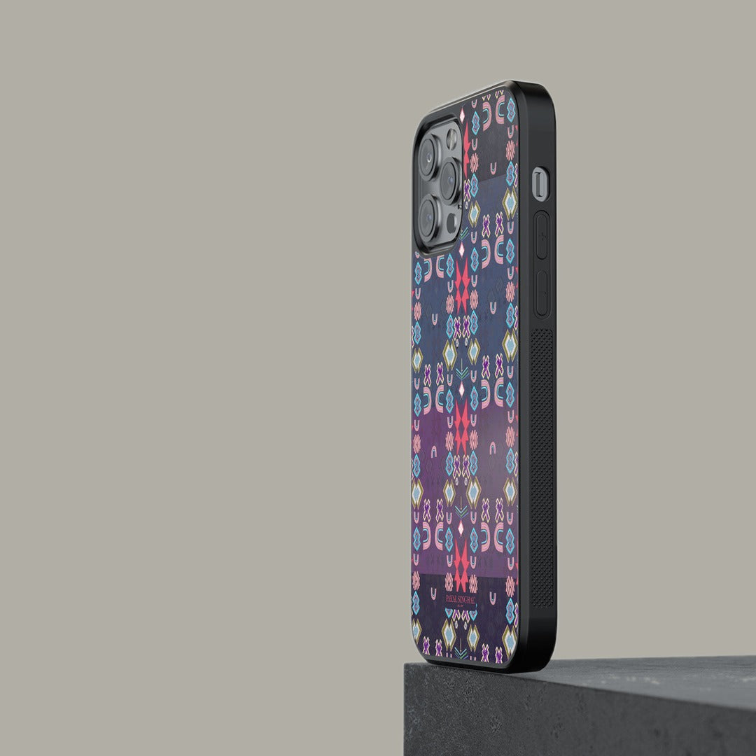 Payal Singhal Ikat Star Purple Small Glass iPhone Case for iPhone 13 Pro Max | Macmerise