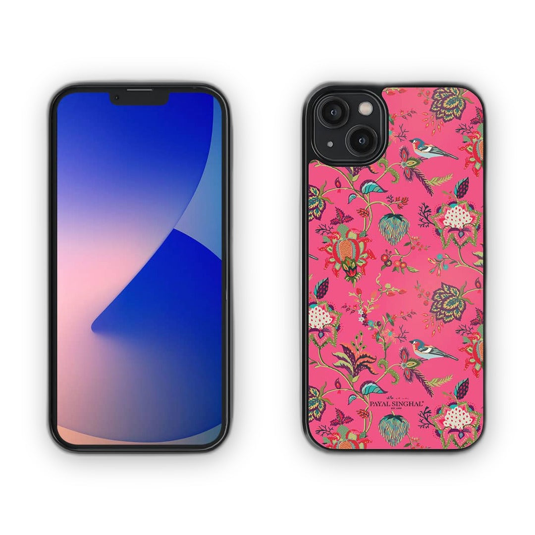 Payal Singhal Chidiya Pink Glass iPhone Case for iPhone 14 Plus | Macmerise
