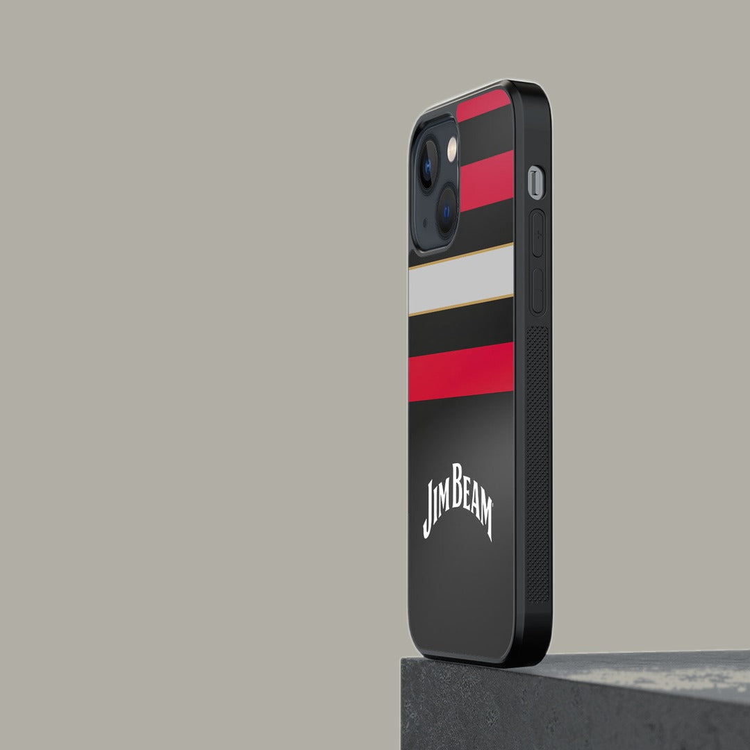 Jim Beam Black Stripes Glass iPhone Case for iPhone 13 | Macmerise