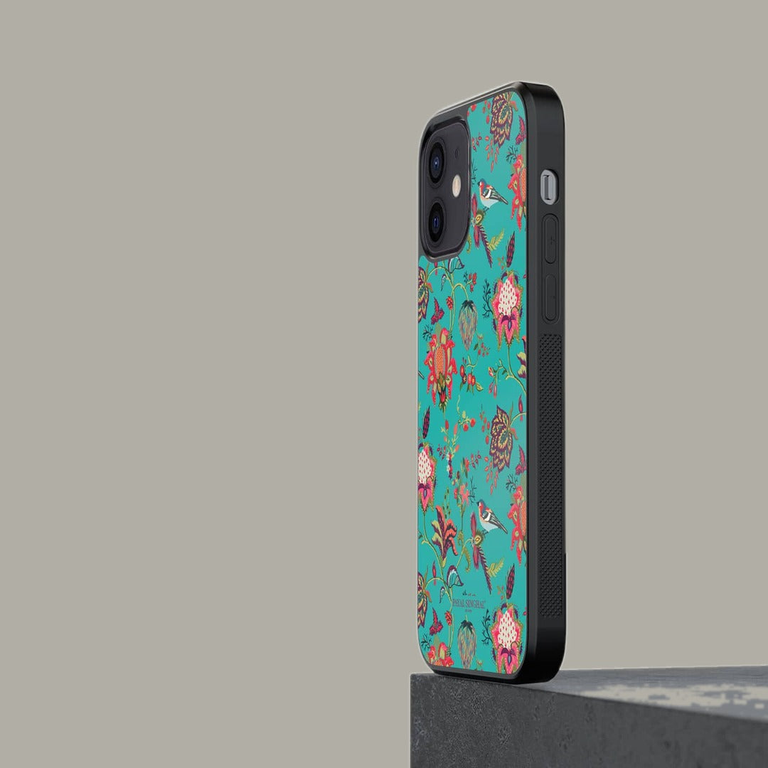 Payal Singhal Chidiya Teal Glass iPhone Case for iPhone 12 | Macmerise