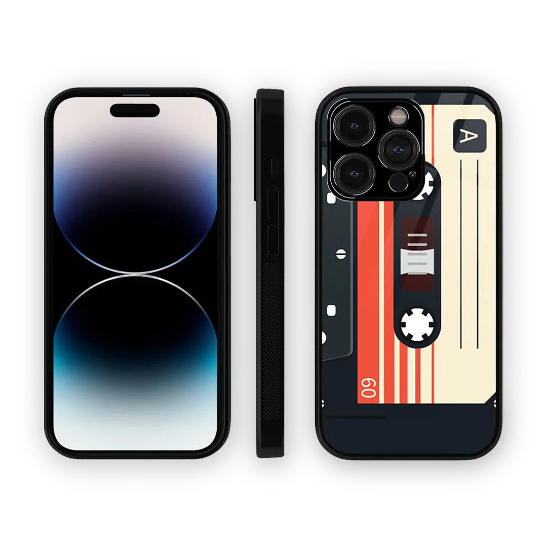 Cassette Black Glass iPhone Case for iPhone 15 Pro | Macmerise
