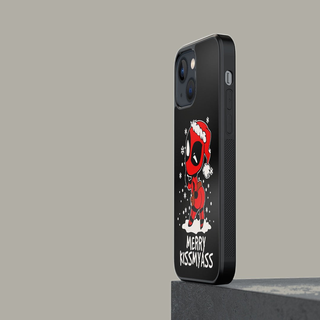 Merry Deadpool Glass iPhone Case for iPhone 13 Mini | Macmerise