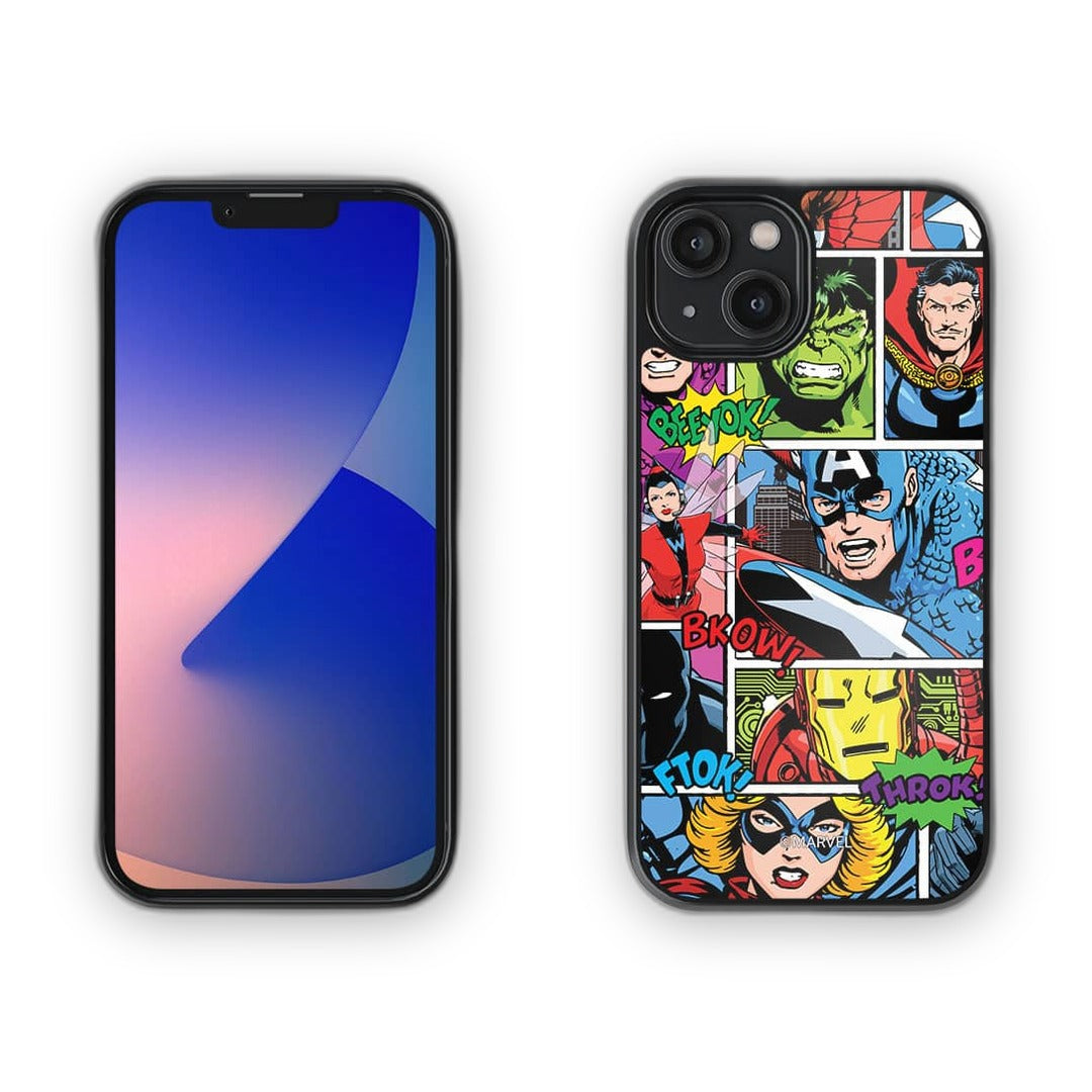 Comic Superheroes Mashup Glass iPhone Case for iPhone 14 | Macmerise