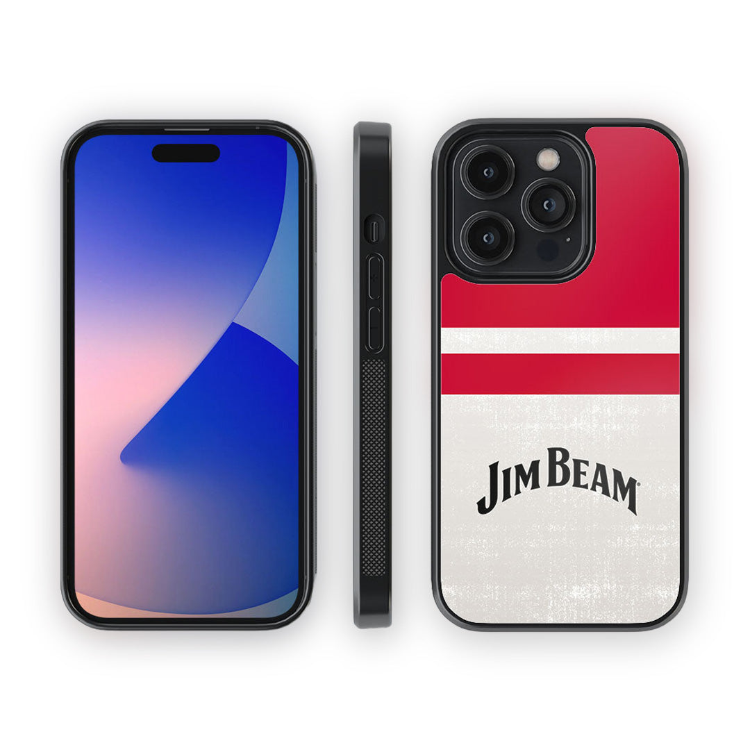 Jim Beam Stripes iPhone 14 Pro Cover White - detail view | Macmerise