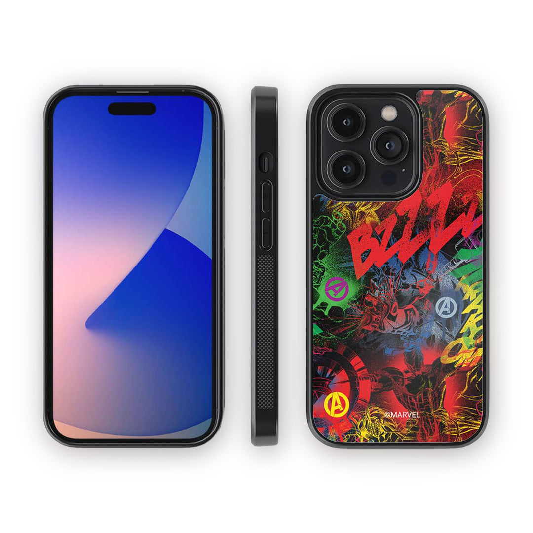 Avengers Grafitti Glass iPhone Case for iPhone 14 Pro | Macmerise
