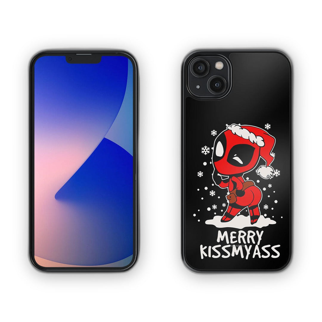 Merry Deadpool Glass iPhone Case for iPhone 14 Plus | Macmerise
