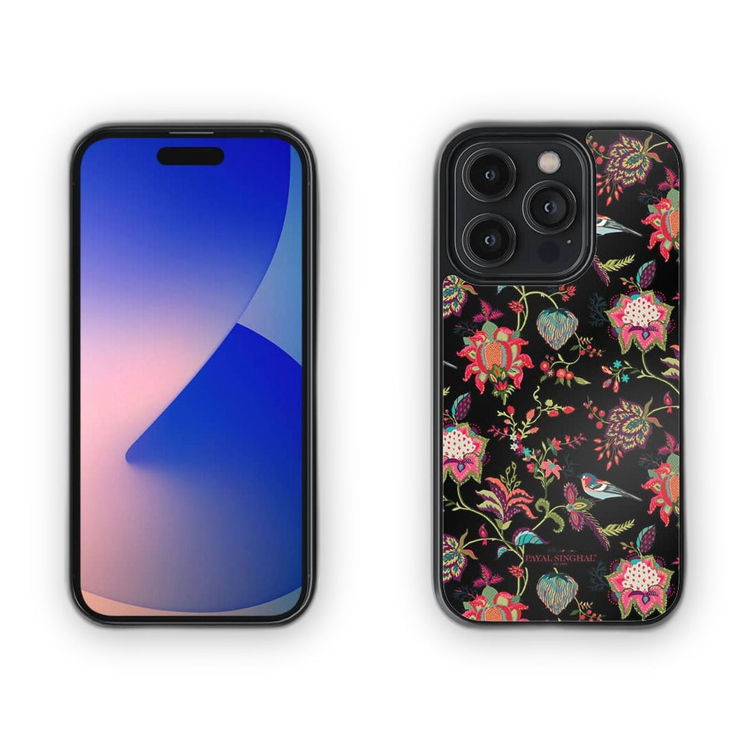 Payal Singhal Chidiya Black Glass iPhone Case for iPhone 14 Pro | Macmerise
