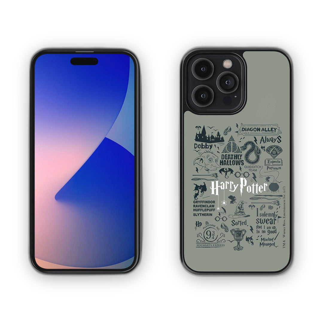 Harry Potter Infographic Grey Glass iPhone Case for iPhone 14 Pro Max | Macmerise