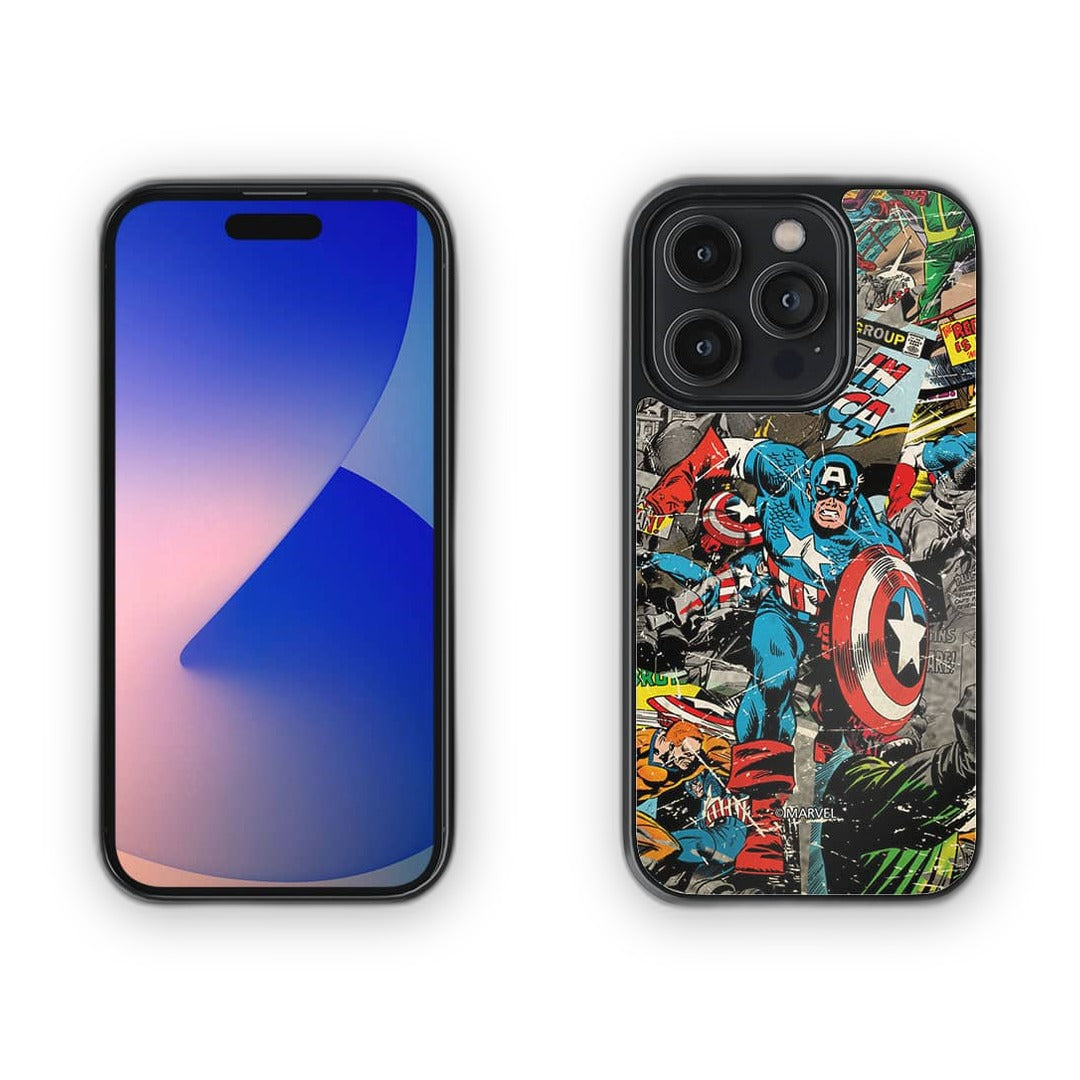 Comic Captain America Glass iPhone Case for iPhone 14 Pro | Macmerise