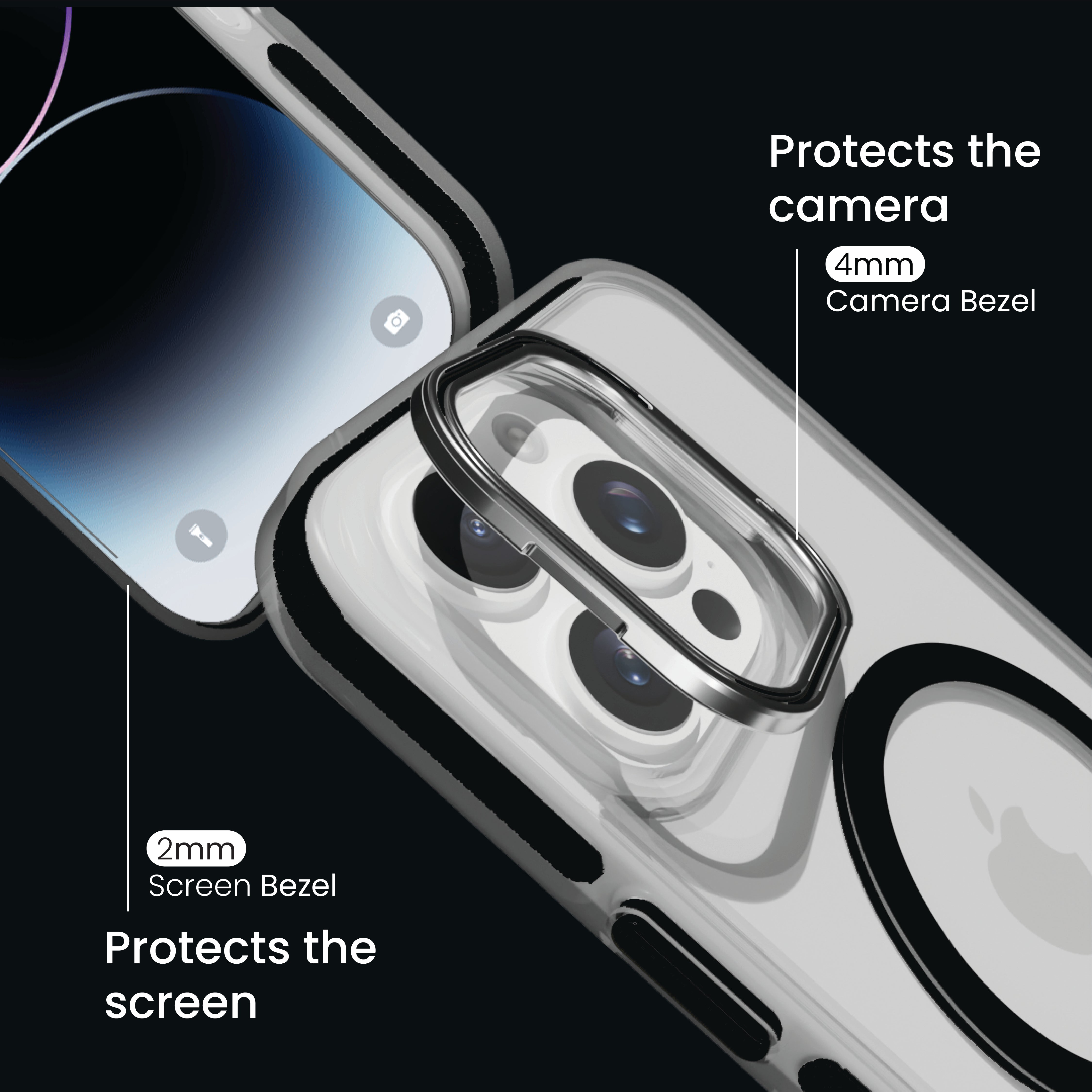 Basics - iPhone 15 Pro Max Cover - Clear Kickstand