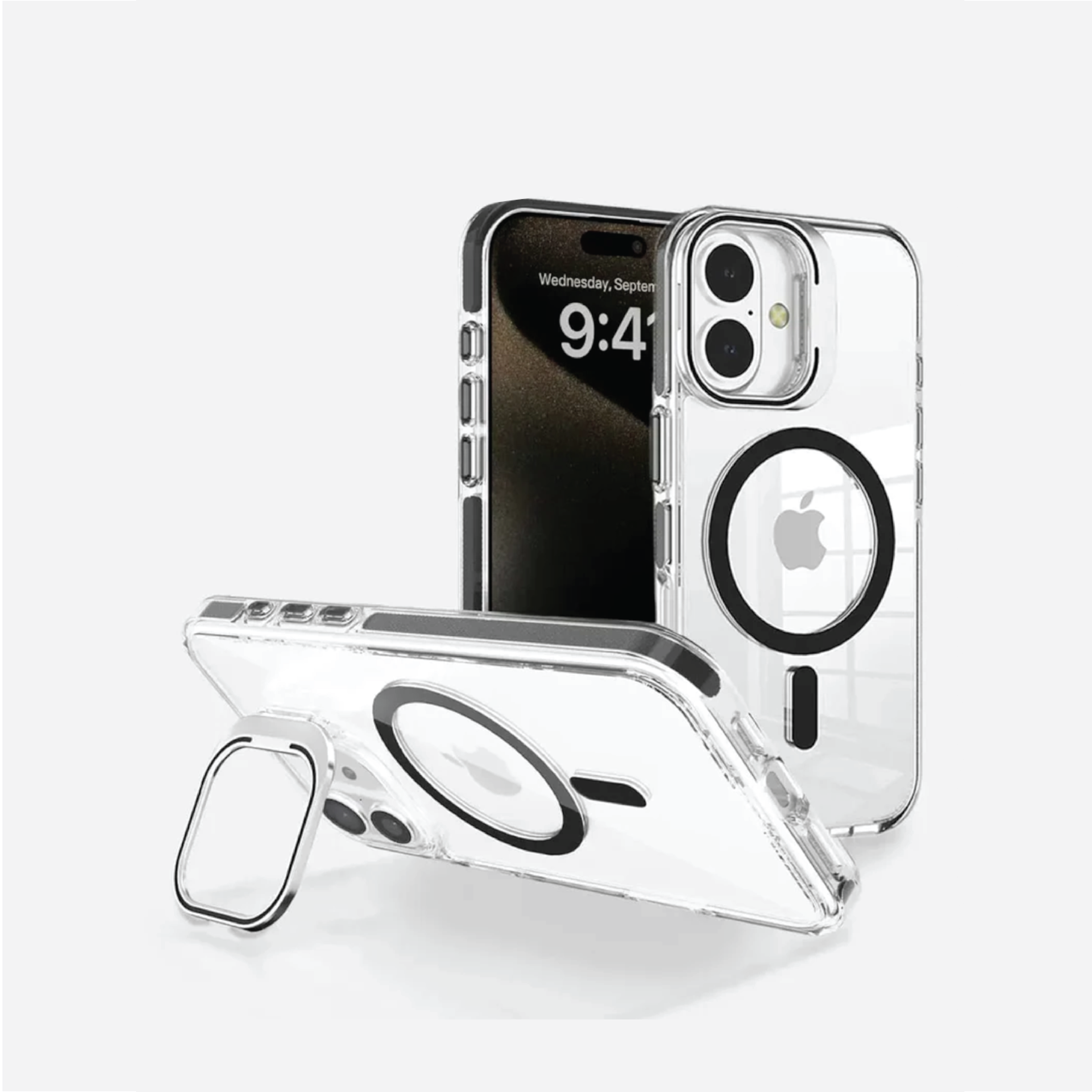 Basics - iPhone 16 Cover - Clear Kickstand