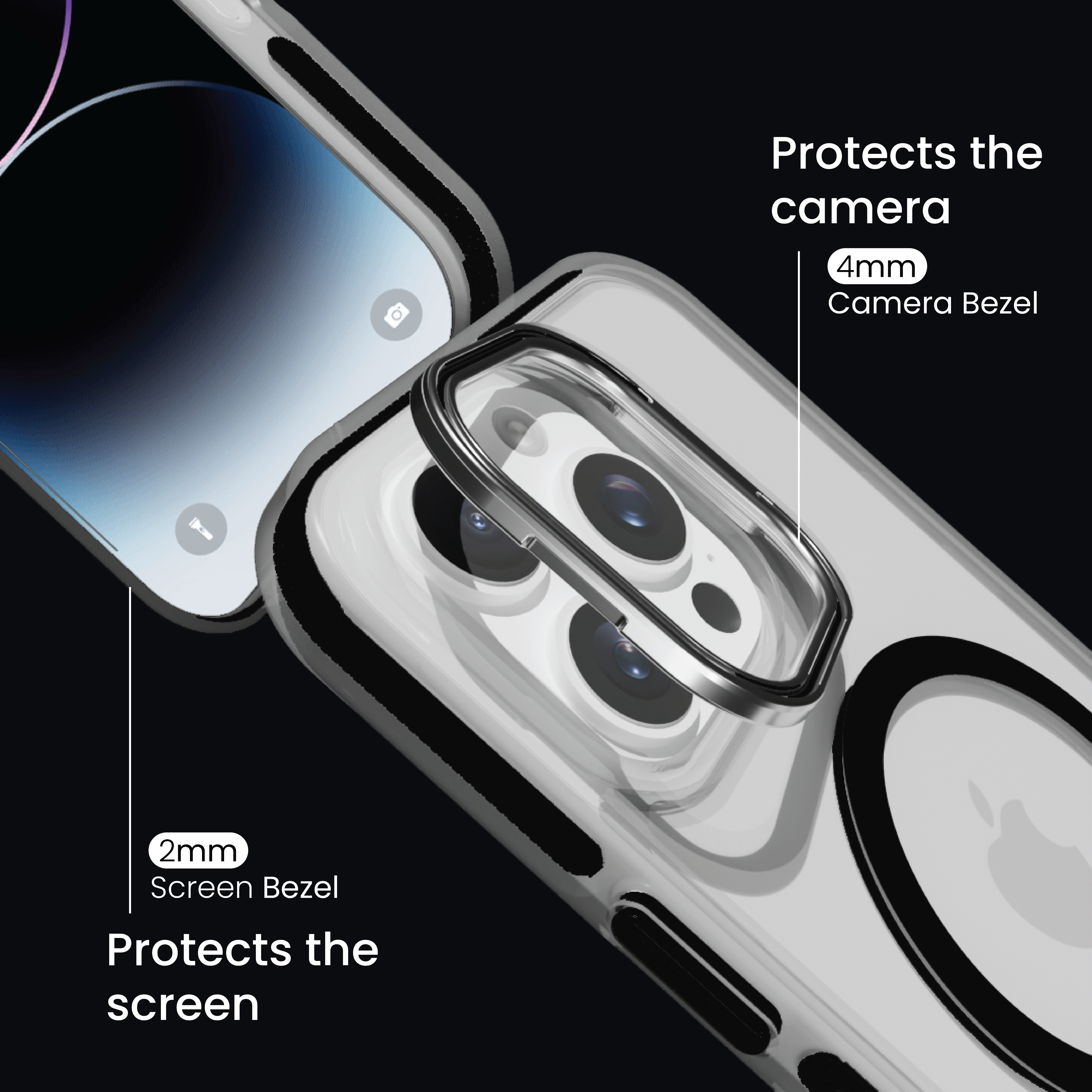 Basics - iPhone 16 Pro Max Cover - Clear Kickstand